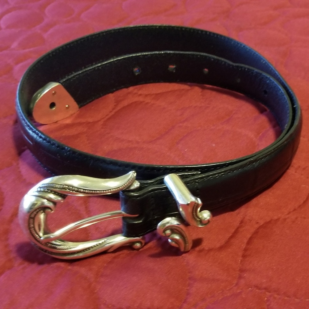 Brighton black belt, silver buckle